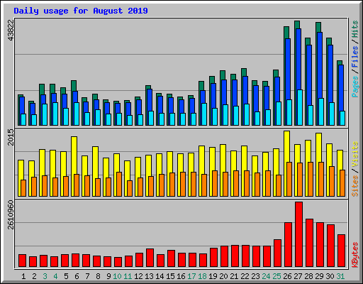 Daily usage for August 2019