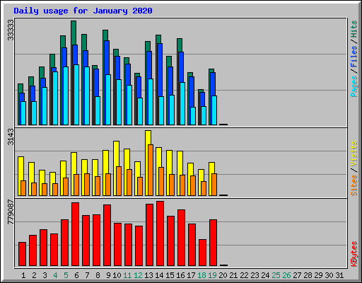 Daily usage for January 2020
